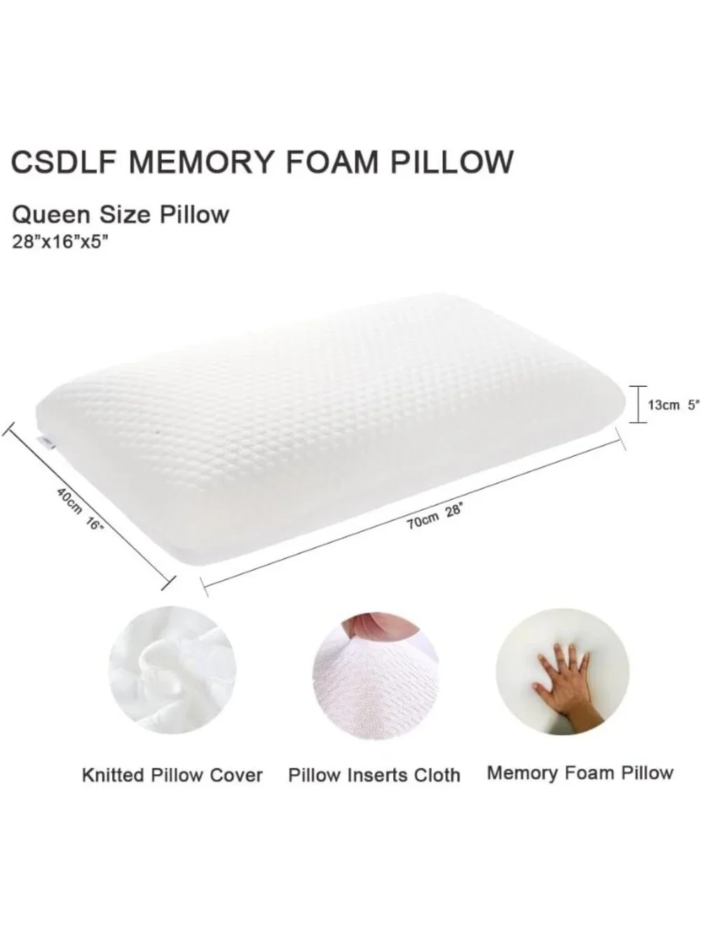 〽️Memory Foam Bed Pillows Queen Size Pillow for Neck Pain Relief Washable Cover